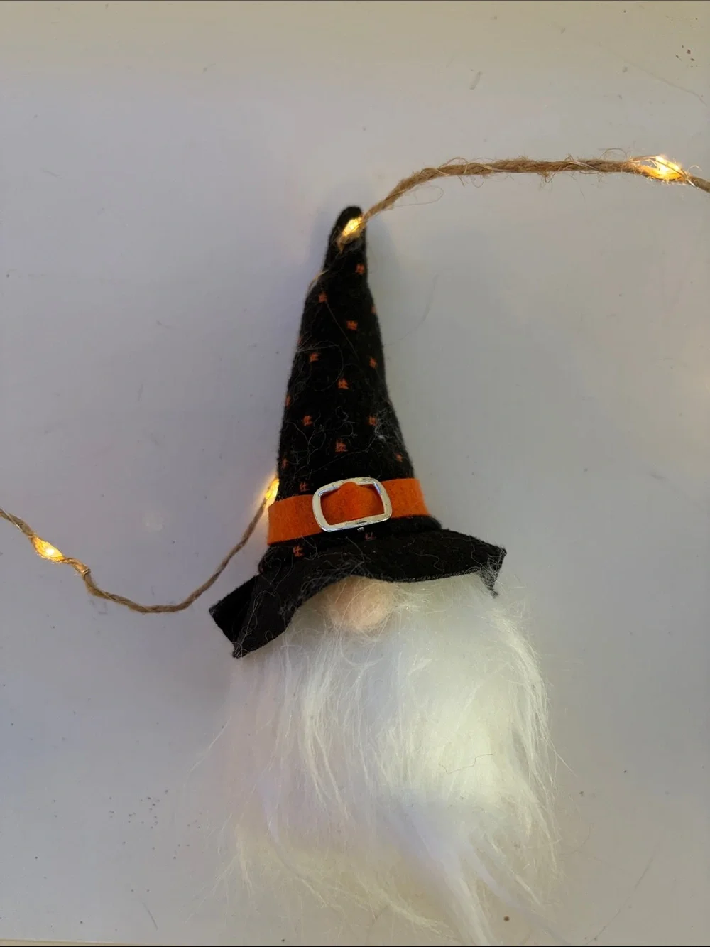Holiday Halloween Witch Hat Gnome Garland - Black and White